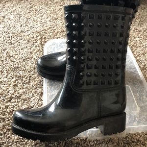 black studded rain boots